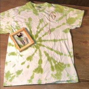 Green and white tie dye T-shirt (homemade)